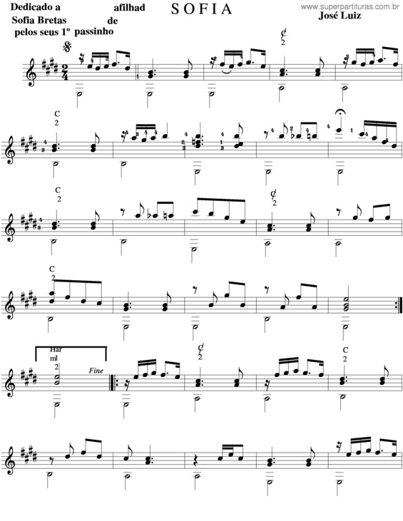 Partitura da música Sofia