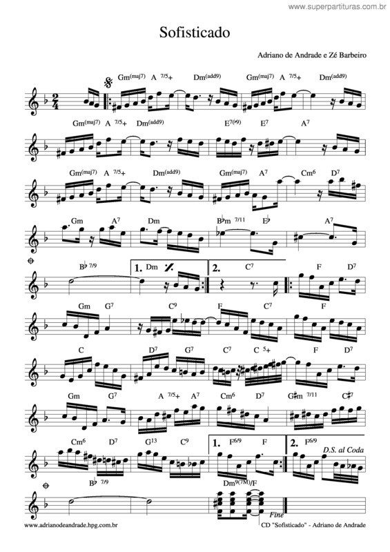 Partitura da música Sofisticado