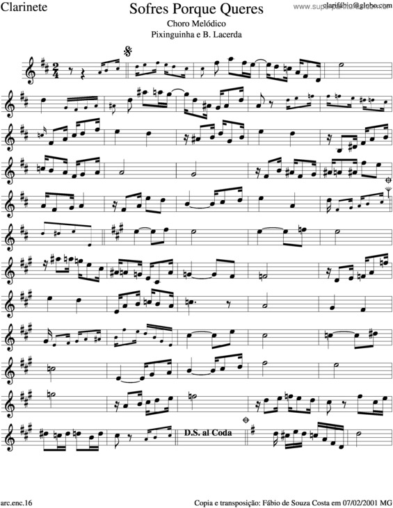 Partitura da música Sofre Porque Queres