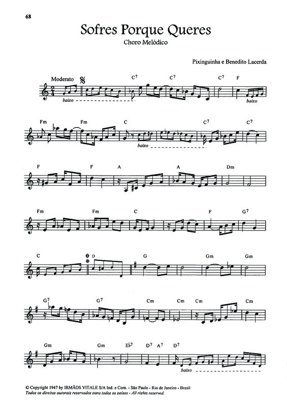 Partitura da música Sofres Porque Queres v.2