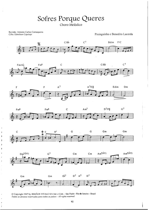 Partitura da música Sofres Porque Queres v.5