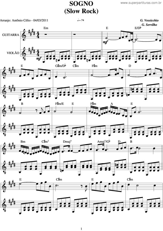 Partitura da música Sogno v.2