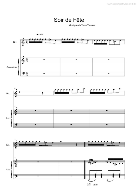 Partitura da música Soir de Fête