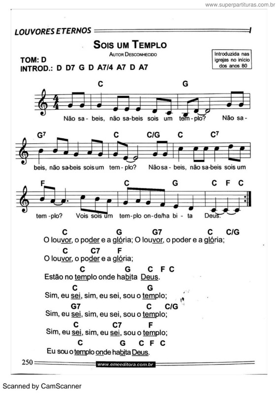 Partitura da música Sois Um Templo