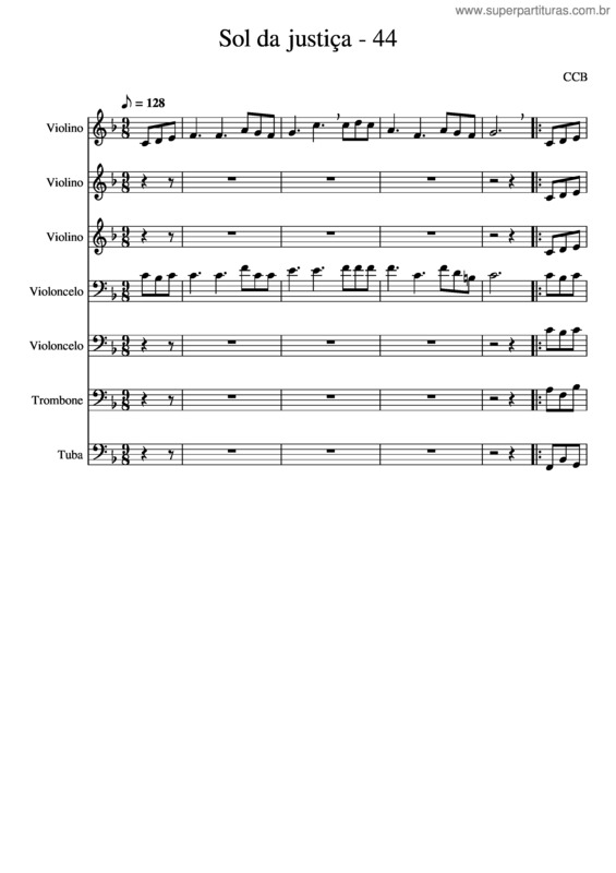 Partitura da música Sol Da Justiça – 44 – Congregação Cristã No Brasil