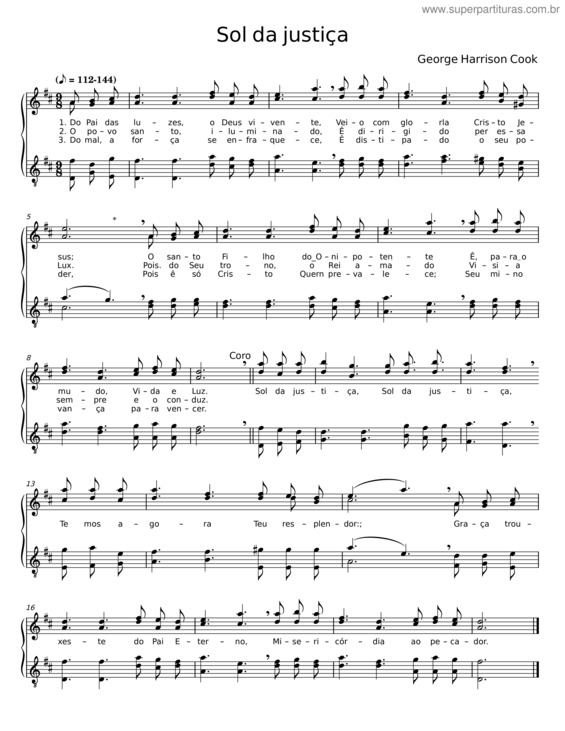 Partitura da música Sol Da Justiça – George Harrison Cook v.2
