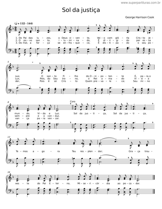 Partitura da música Sol Da Justiça – George Harrison Cook