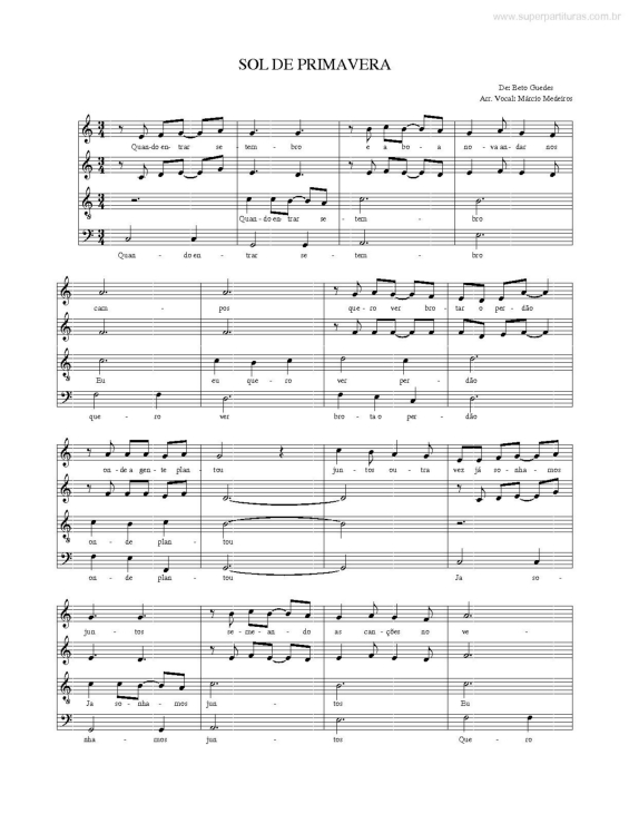 Partitura da música Sol de Primavera