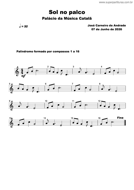 Partitura da música Sol No Palco
