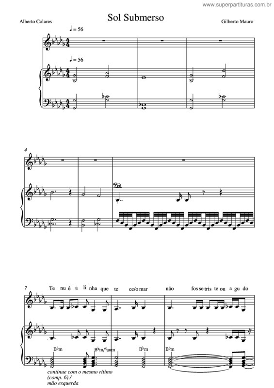 Partitura da música Sol submerso