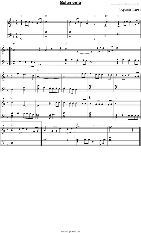 Partitura da música Solamente