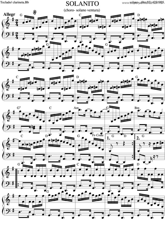 Partitura da música Solanito v.2