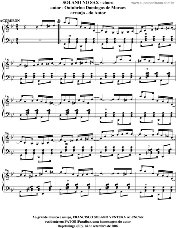 Partitura da música Solano No Sax v.4