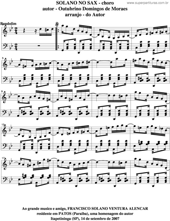 Partitura da música Solano No Sax v.6