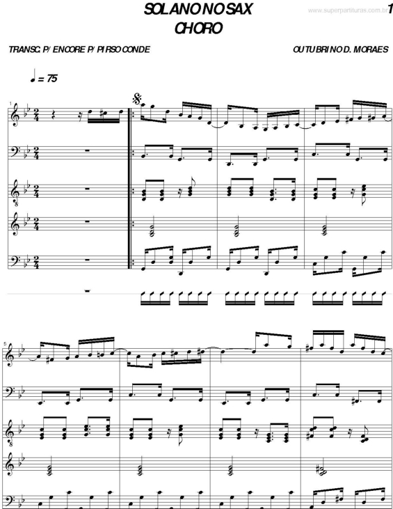 Partitura da música Solano no Sax