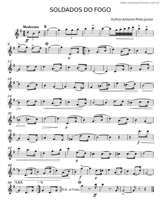 Partitura da música Soldado Do Fogo – Antonio Pinto