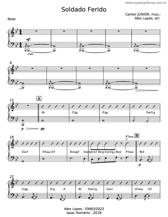 Partitura da música Soldado Ferido – Cantor Júnior v.5