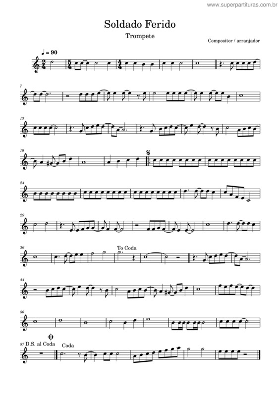 Partitura da música Soldado Ferido – Trompete