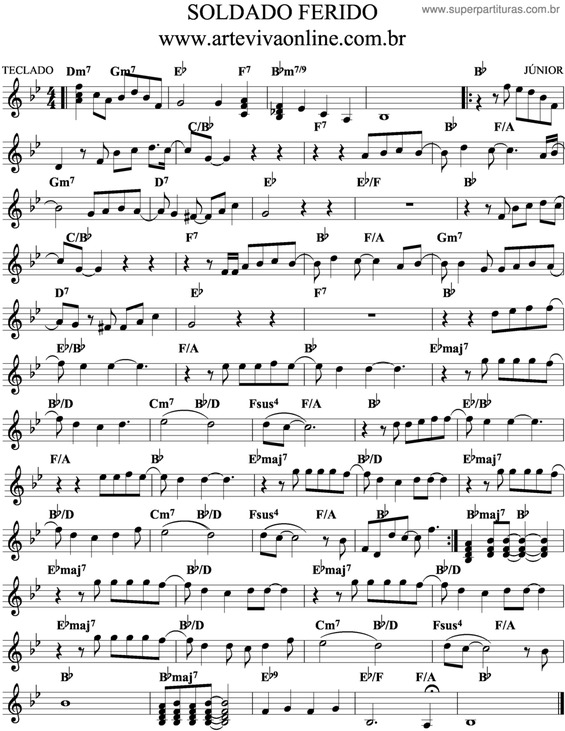 Partitura da música Soldado Ferido v.2