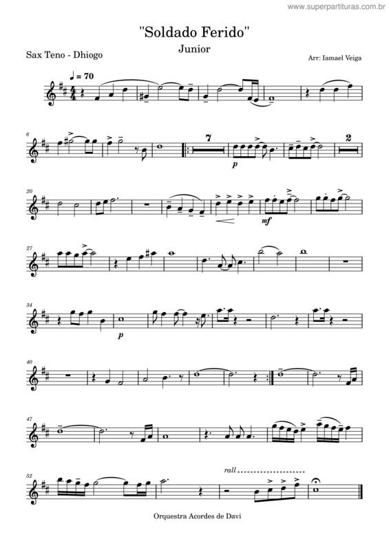 Partitura da música Soldado Ferido v.4