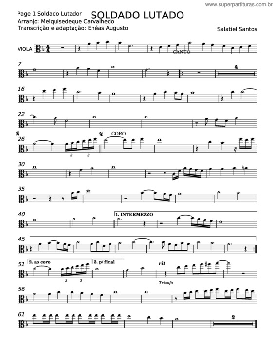 Partitura da música Soldado Lutador – Salatiel Santos