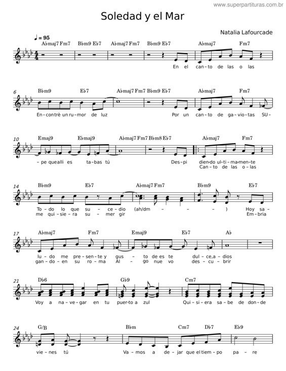 Partitura da música Soledad Y El Mar – Natalia Lafourcade v.2