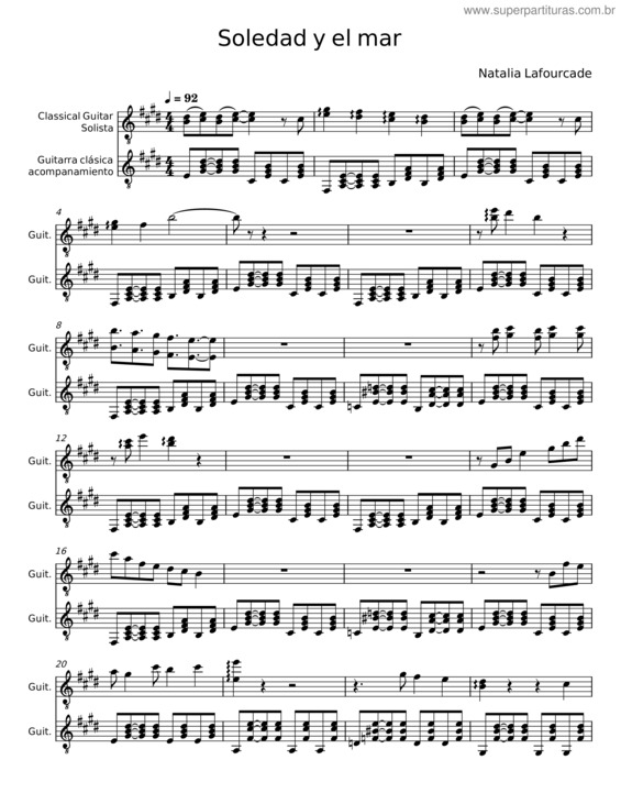 Partitura da música Soledad Y El Mar – Natalia Lafourcade v.3