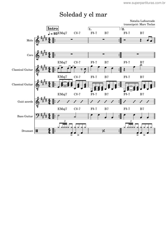 Partitura da música Soledad Y El Mar – Natalia Lafourcade v.5