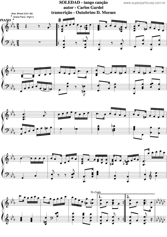 Partitura da música Soledad