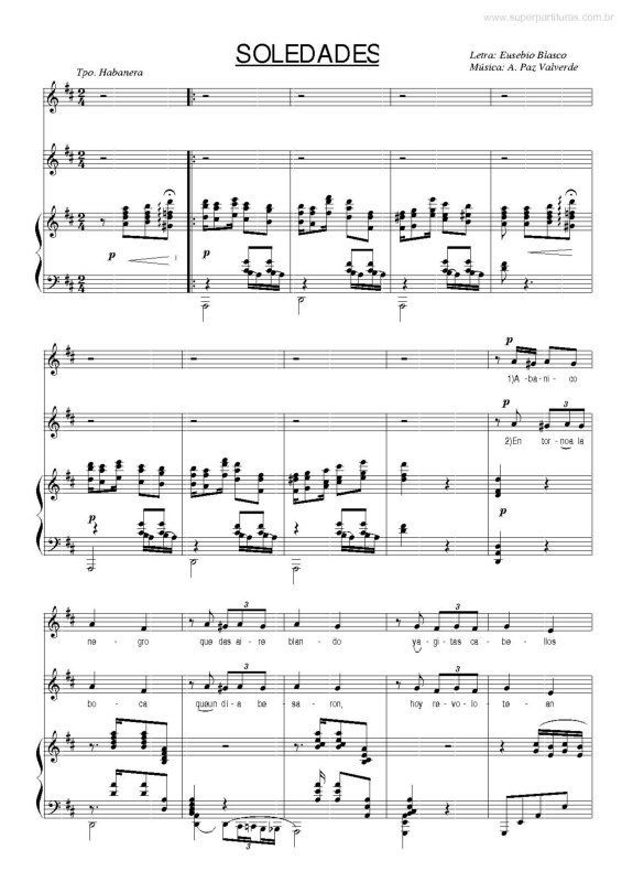 Partitura da música Soledades