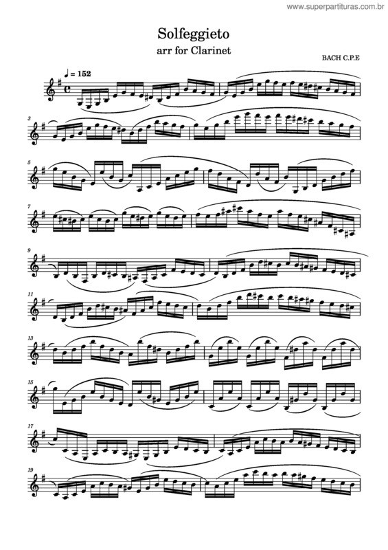 Partitura da música Solfeggieto – Carl Philipp Emanuel Bach Solfeggieto