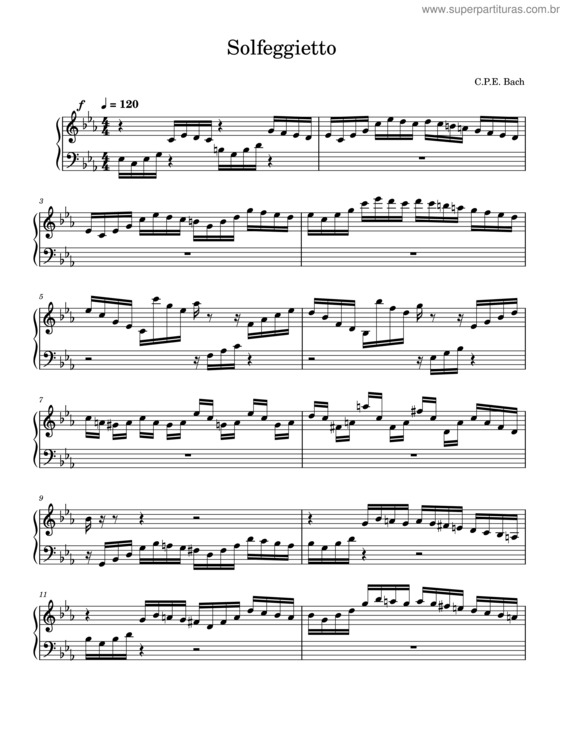 Partitura da música Solfeggietto – Carl Philipp Emanuel Bach v.2