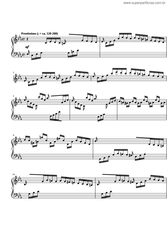 Partitura da música Solfeggietto – Carl Philipp Emanuel Bach v.3