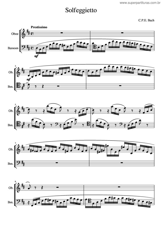 Partitura da música Solfeggietto – Carl Philipp Emanuel Bach
