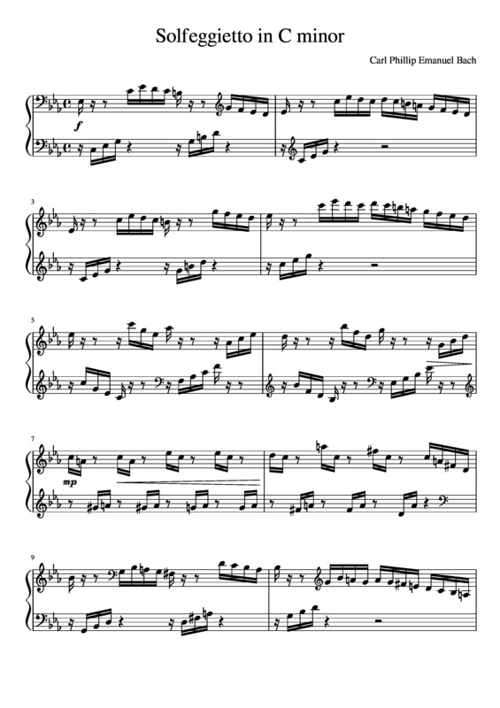 Partitura da música Solfeggietto In C Minor
