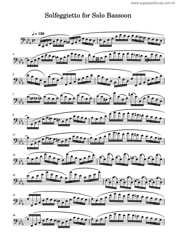 Partitura da música Solfeggio In C Minor, H.220 – Carl Philipp Emanuel Bach For Solo Bassoon