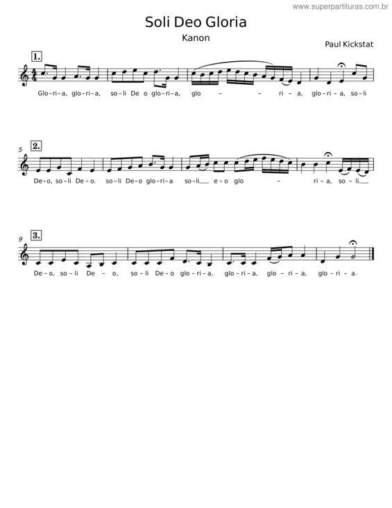 Partitura da música Soli Deo Gloria – Paul Kickstat
