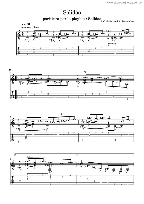 Partitura da música Solidao v.14