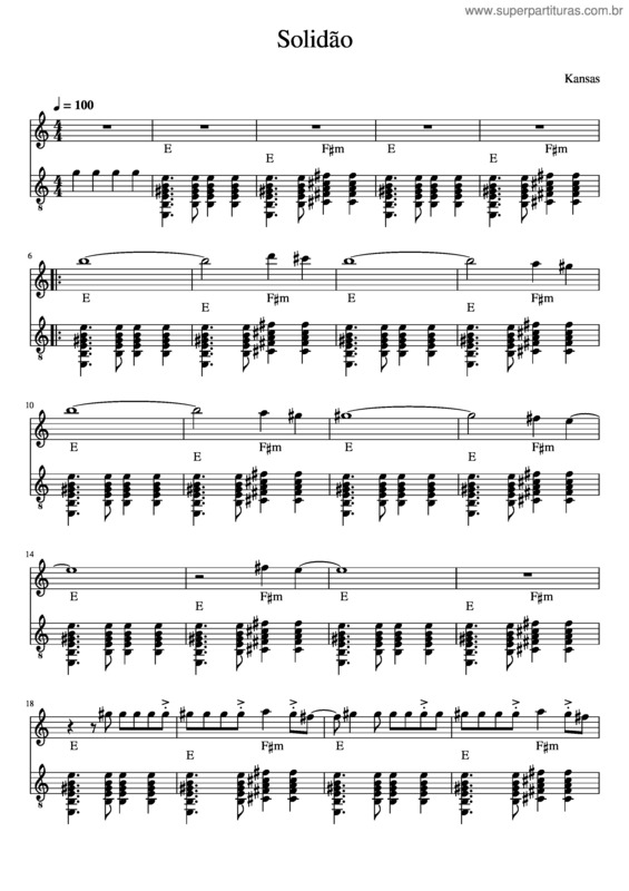 Partitura da música Solidão v.16