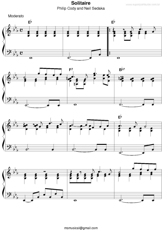 Partitura da música Solitaire