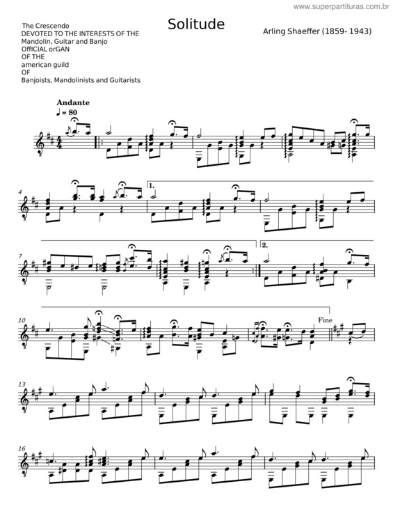 Partitura da música Solitude – Arling Shaeffer v.3