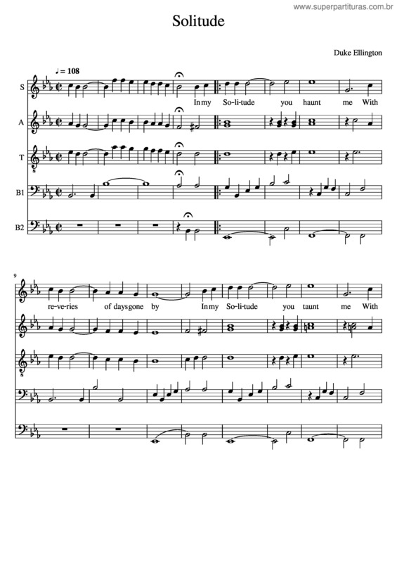 Partitura da música Solitude – Duke Ellington v.2
