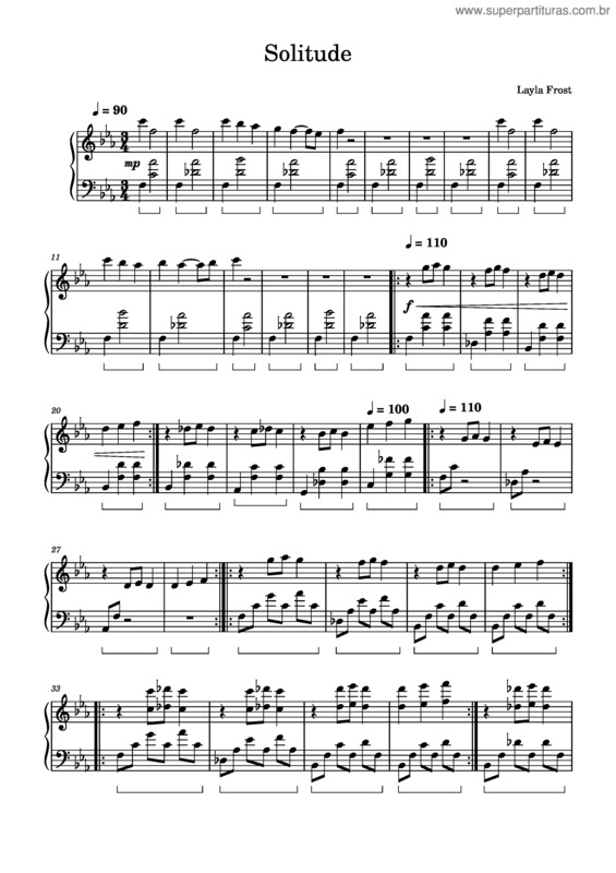 Partitura da música Solitude – Layla Frost