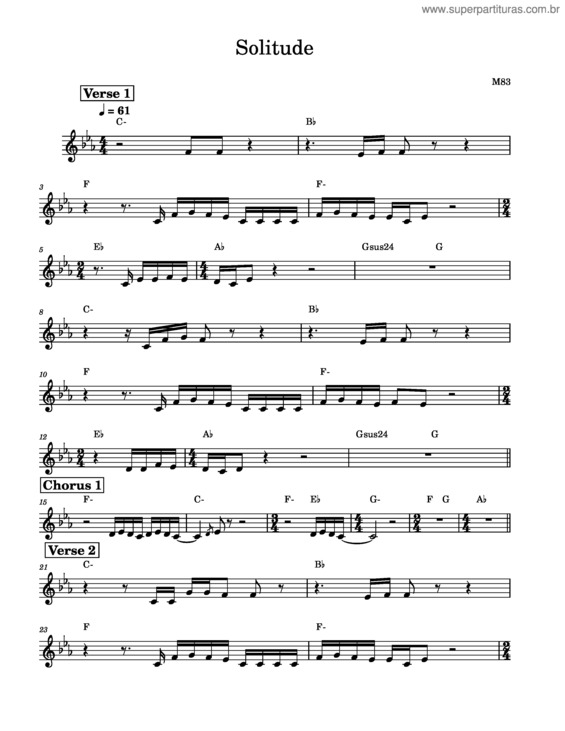 Partitura da música Solitude – M83 Lead