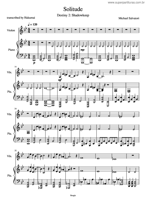 Partitura da música Solitude – Michael Salvatori