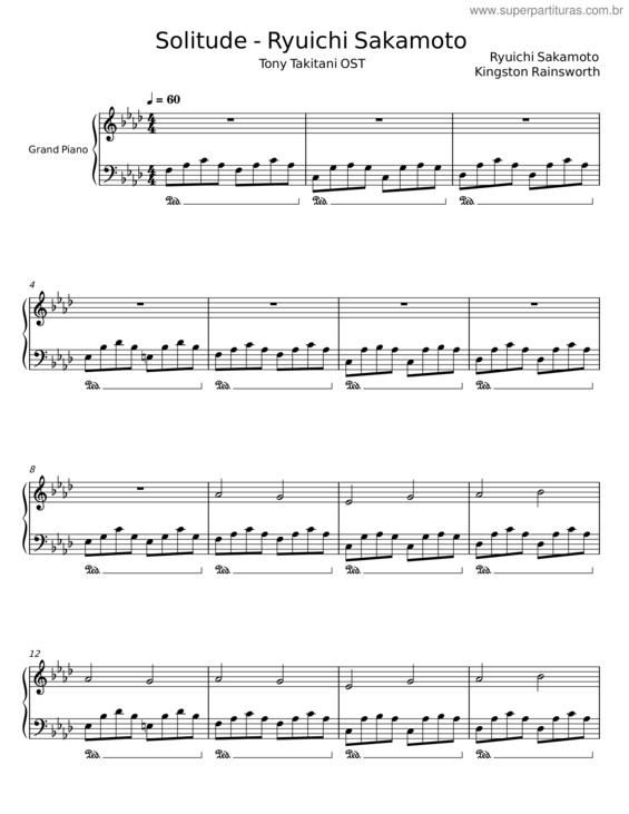 Partitura da música Solitude – Ryuichi Sakamoto v.2