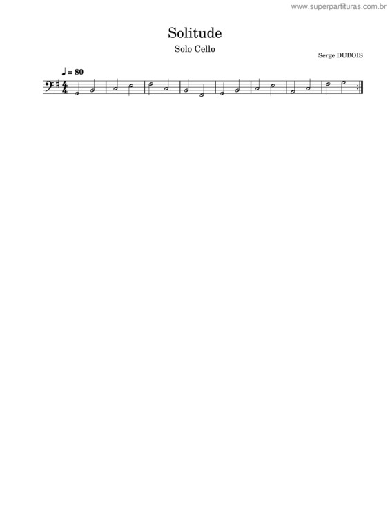 Partitura da música Solitude – Solo Cello In G Major