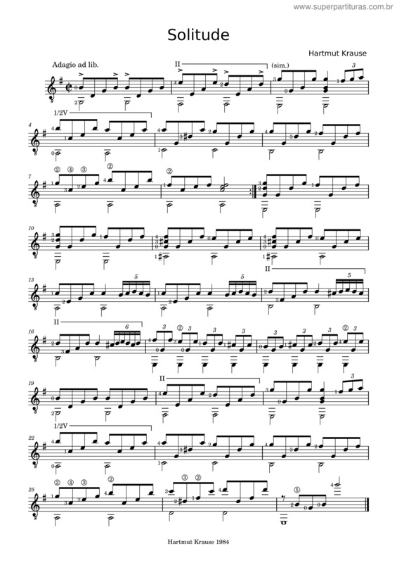 Partitura da música Solitude H.Krause