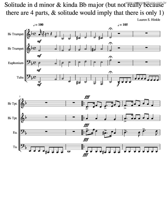 Partitura da música Solitude In D Minor & Kinda Bb Major
