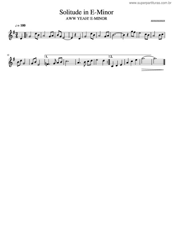 Partitura da música Solitude In E–Minor